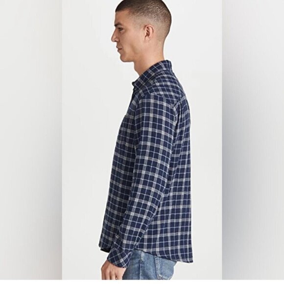 Rails Brushed Lennox Button Up Plaid Shirt Indigo Blue & Gray Size Medium M - Picture 3 of 9